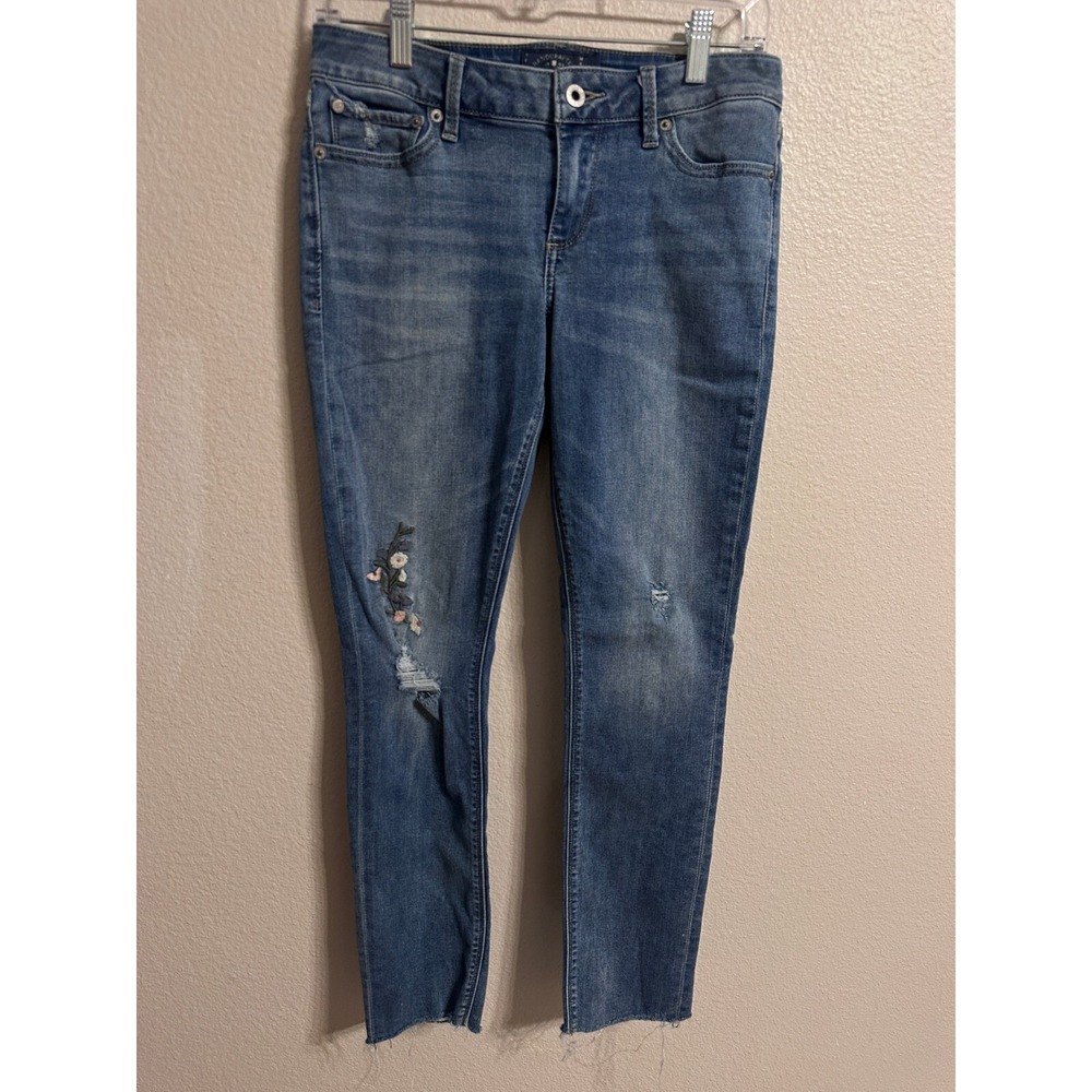 Lucky Brand Embroidered Floral Distressed Denim Jeans Size 4/27